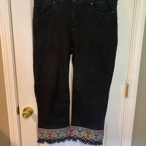 Rafaella Embroidered Black Women's JeansSz 16